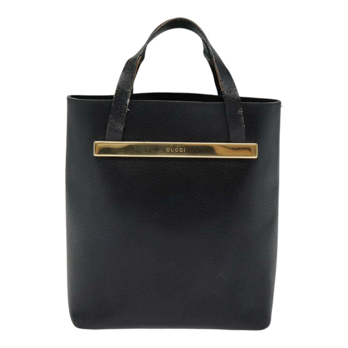 GUCCI Hand Bag Leather Black Gold 000 2058 0558 0 88166