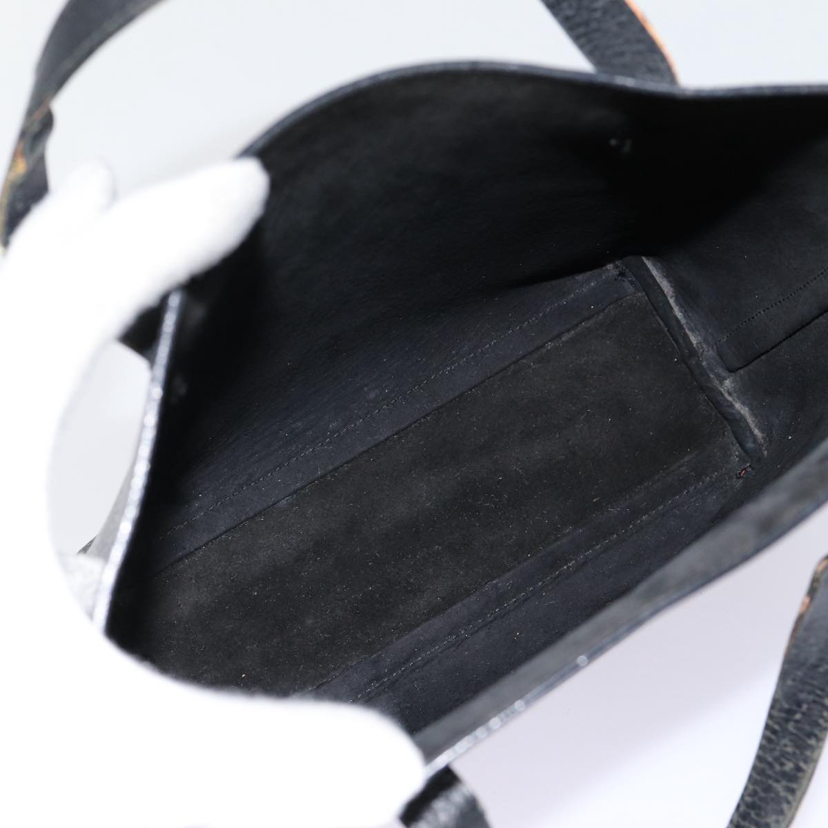 GUCCI Hand Bag Leather Black Gold 000 2058 0558 0 88166