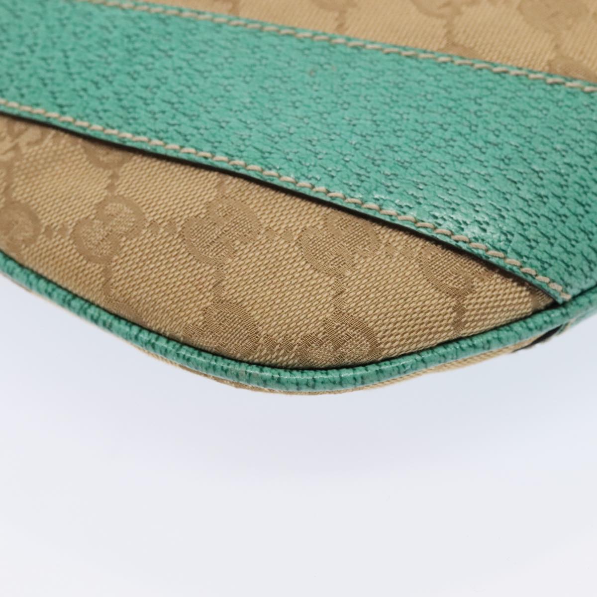 GUCCI GG Canvas Shoulder Bag Beige Silver 124357 88168