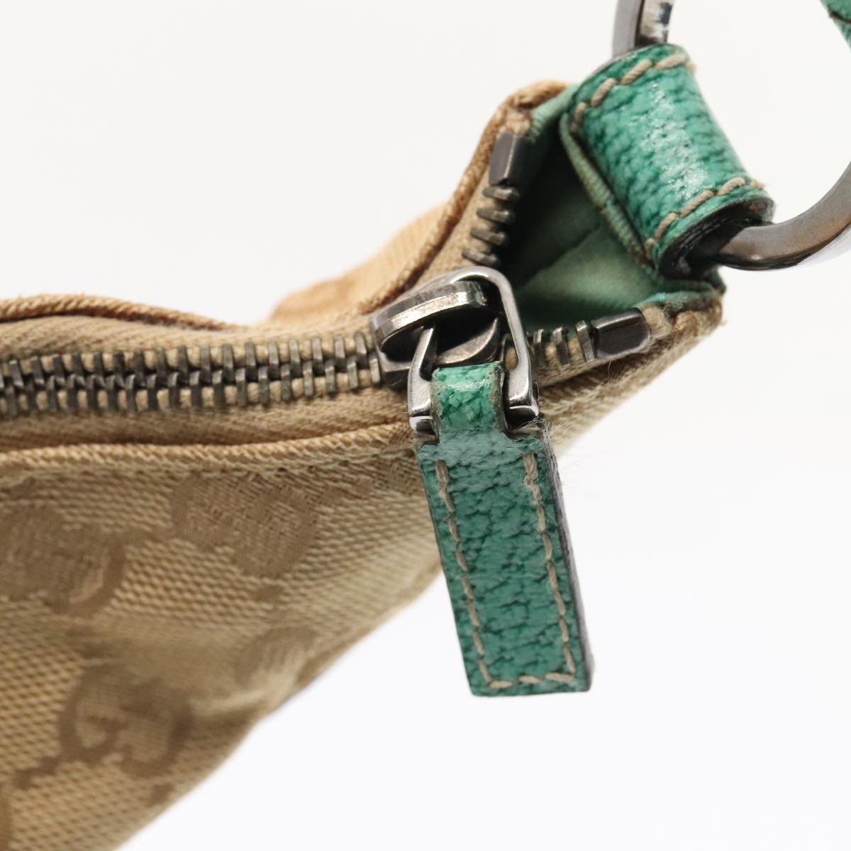 GUCCI GG Canvas Shoulder Bag Beige Silver 124357 88168