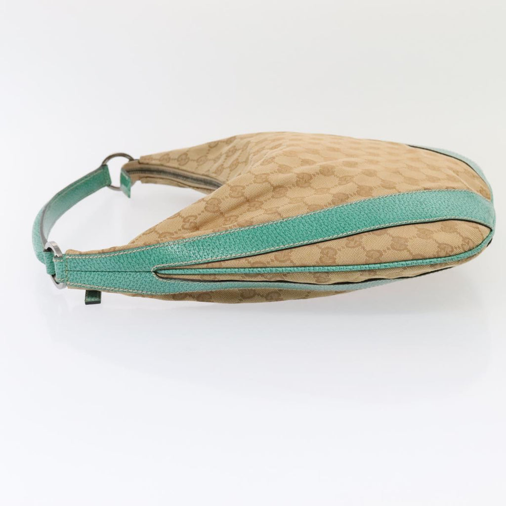 GUCCI GG Canvas Shoulder Bag Beige Silver 124357 88168