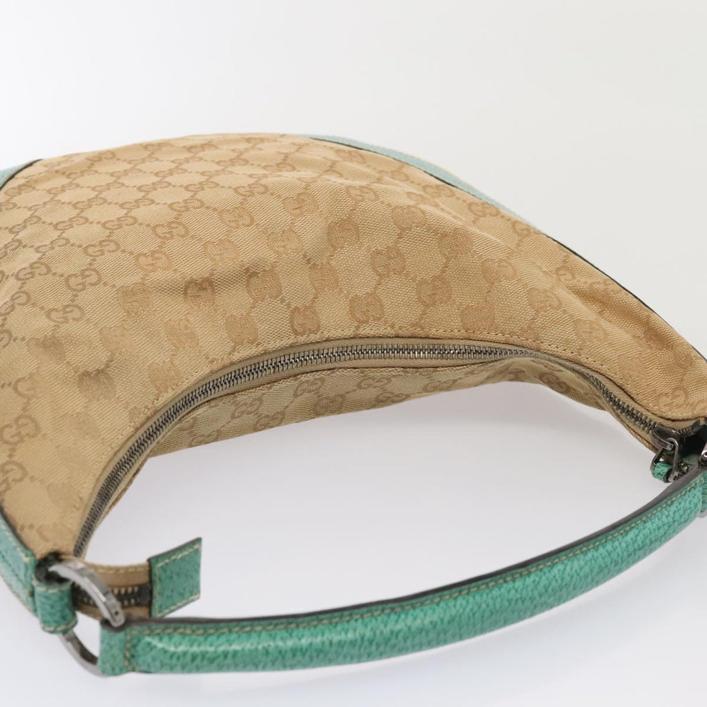 GUCCI GG Canvas Shoulder Bag Beige Silver 124357 88168