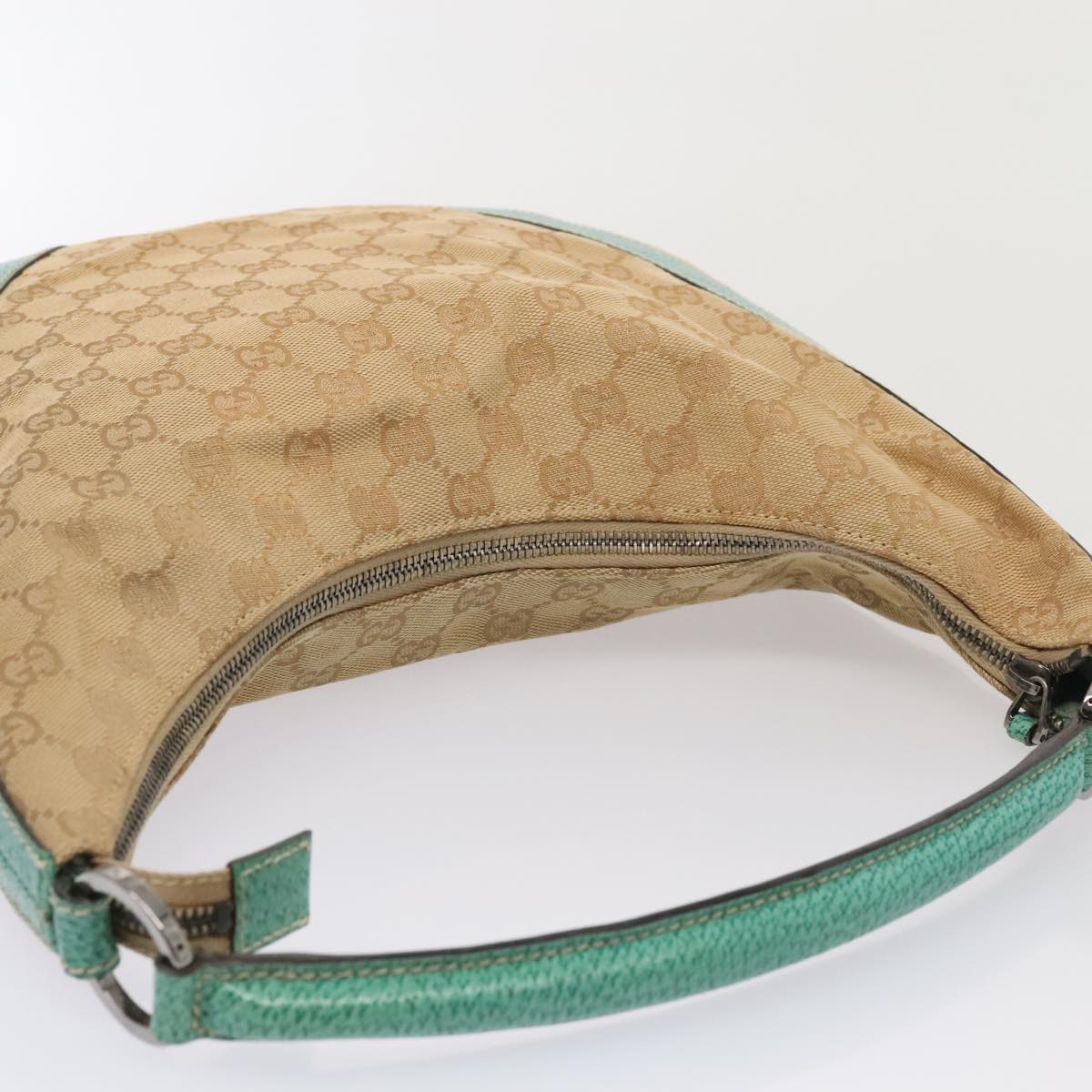 GUCCI GG Canvas Shoulder Bag Beige Silver 124357 88168