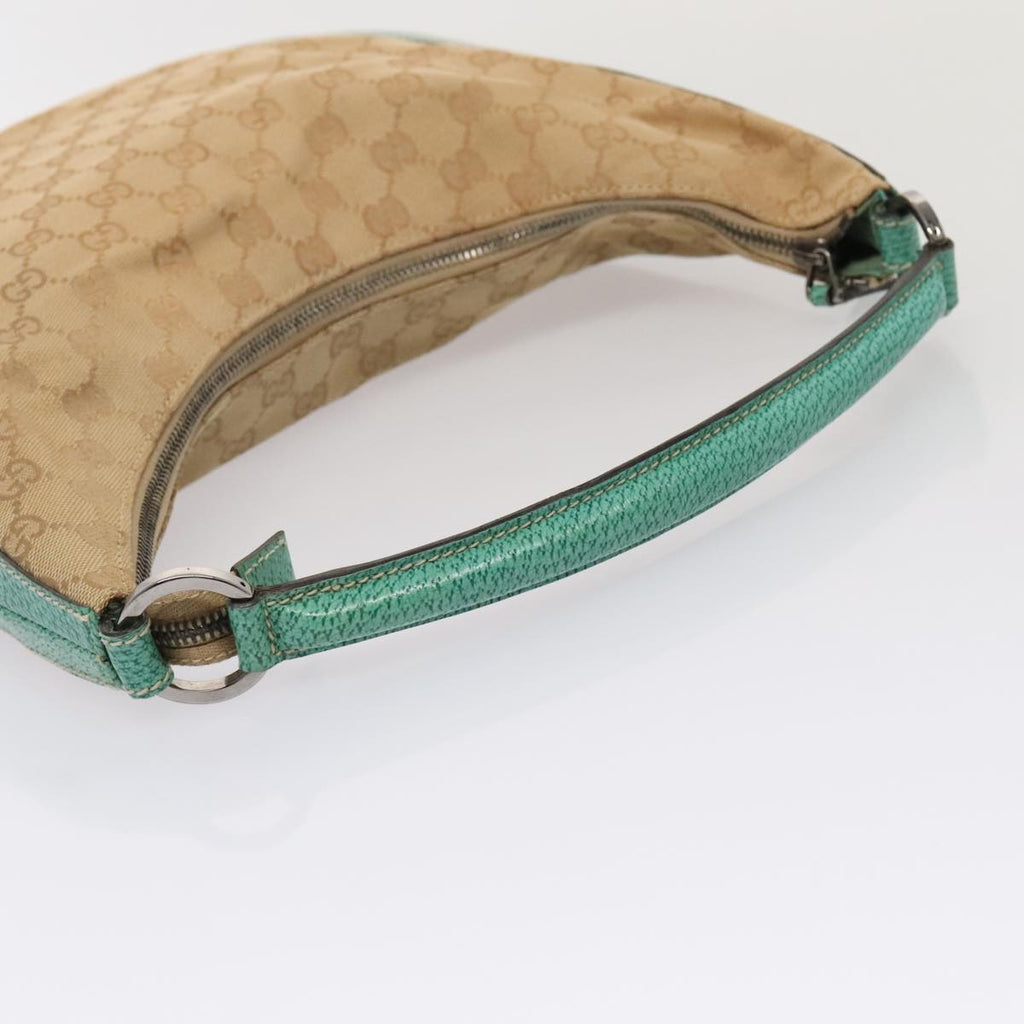 GUCCI GG Canvas Shoulder Bag Beige Silver 124357 88168
