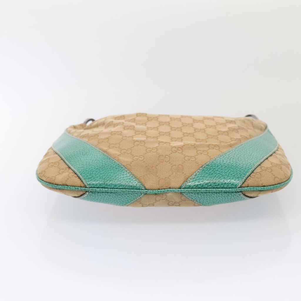 GUCCI GG Canvas Shoulder Bag Beige Silver 124357 88168
