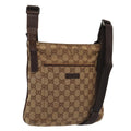 GUCCI GG Canvas Shoulder Bag Beige Silver 122793 88170
