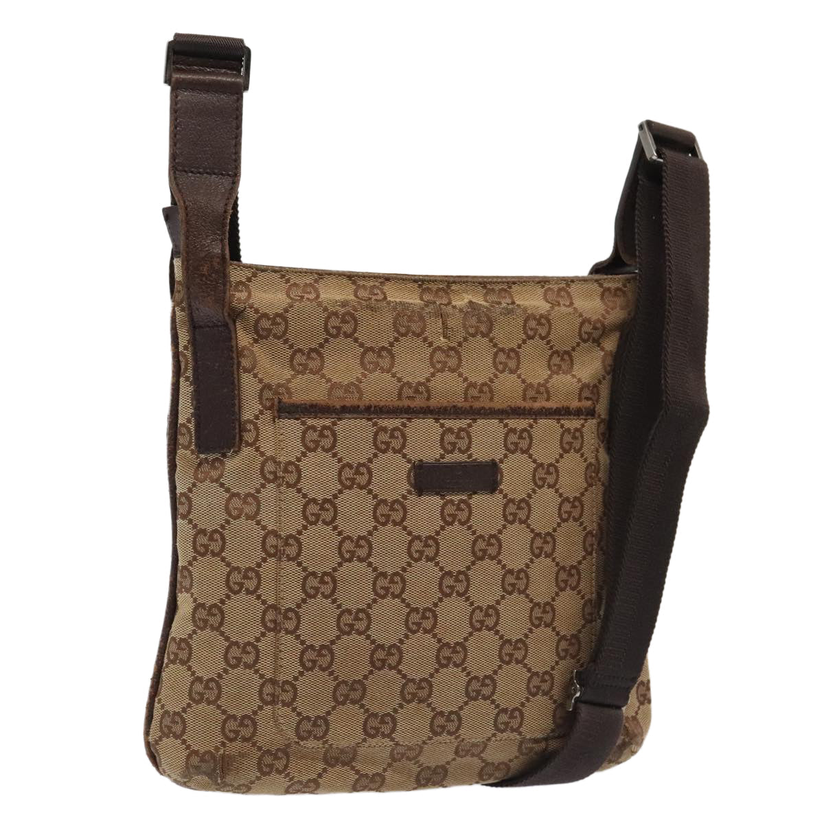 GUCCI GG Canvas Shoulder Bag Beige Silver 122793 88170
