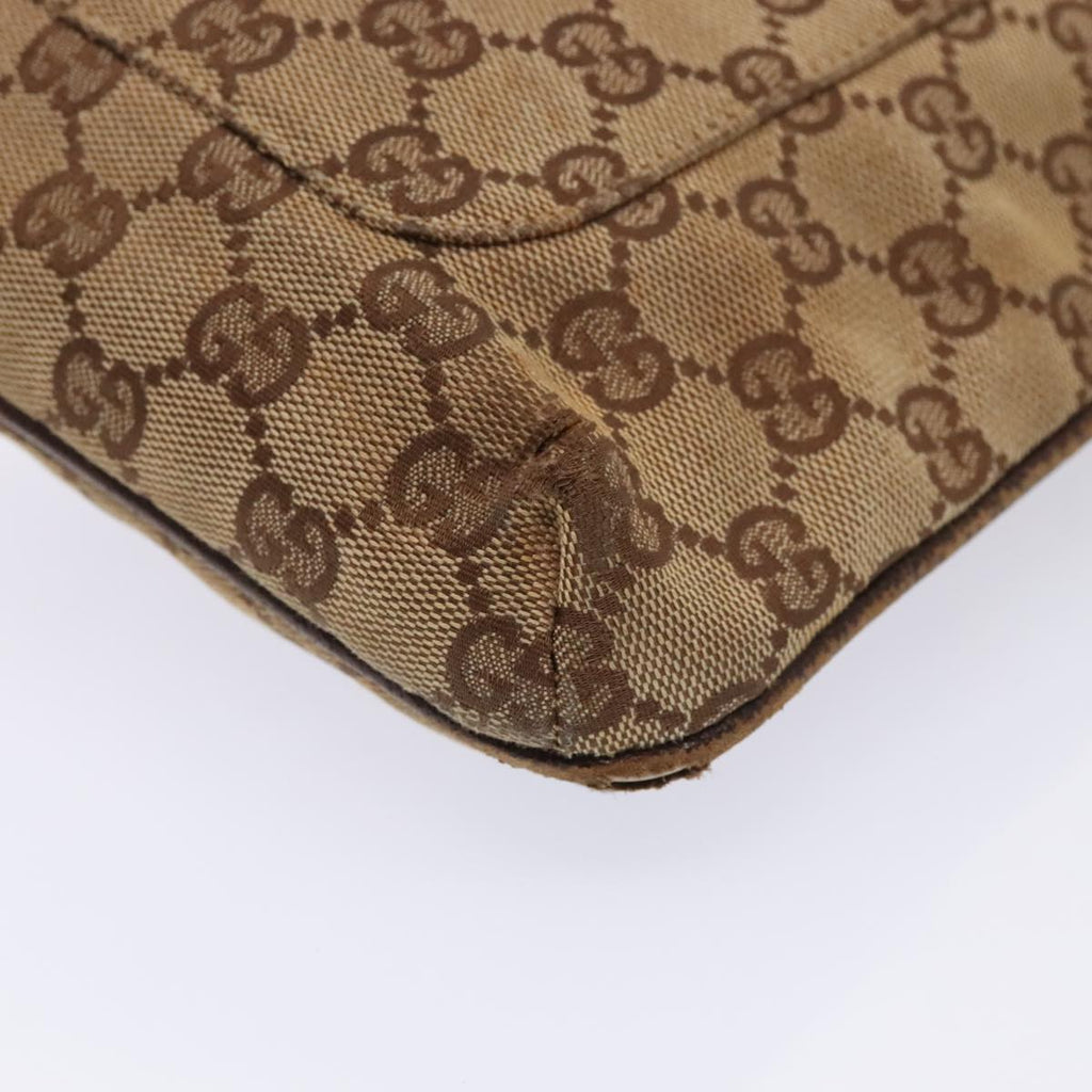 GUCCI GG Canvas Shoulder Bag Beige Silver 122793 88170