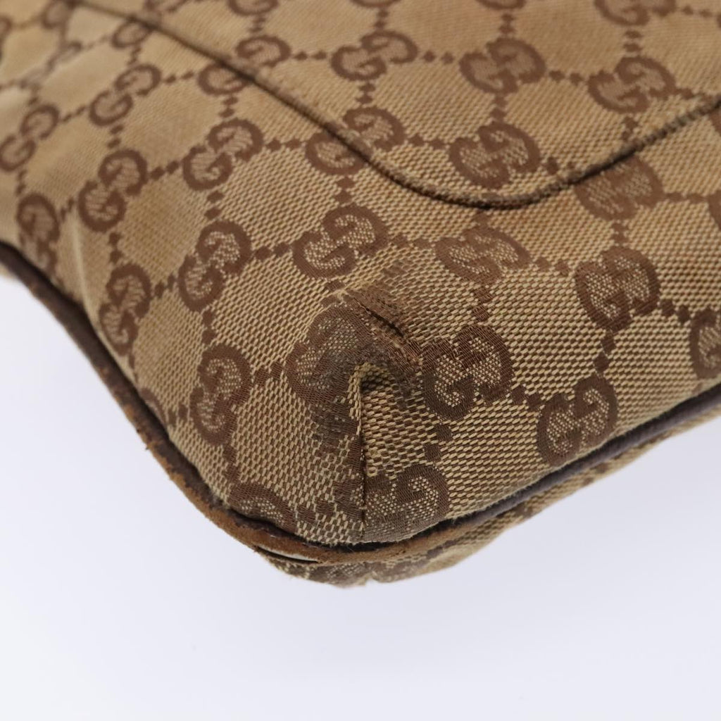 GUCCI GG Canvas Shoulder Bag Beige Silver 122793 88170