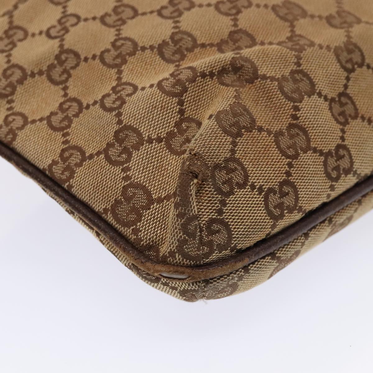 GUCCI GG Canvas Shoulder Bag Beige Silver 122793 88170