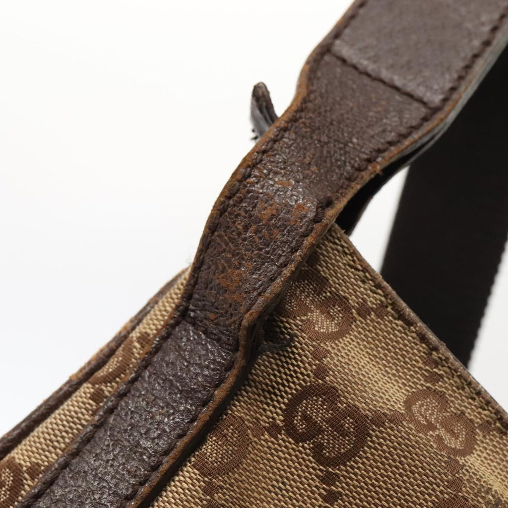 GUCCI GG Canvas Shoulder Bag Beige Silver 122793 88170
