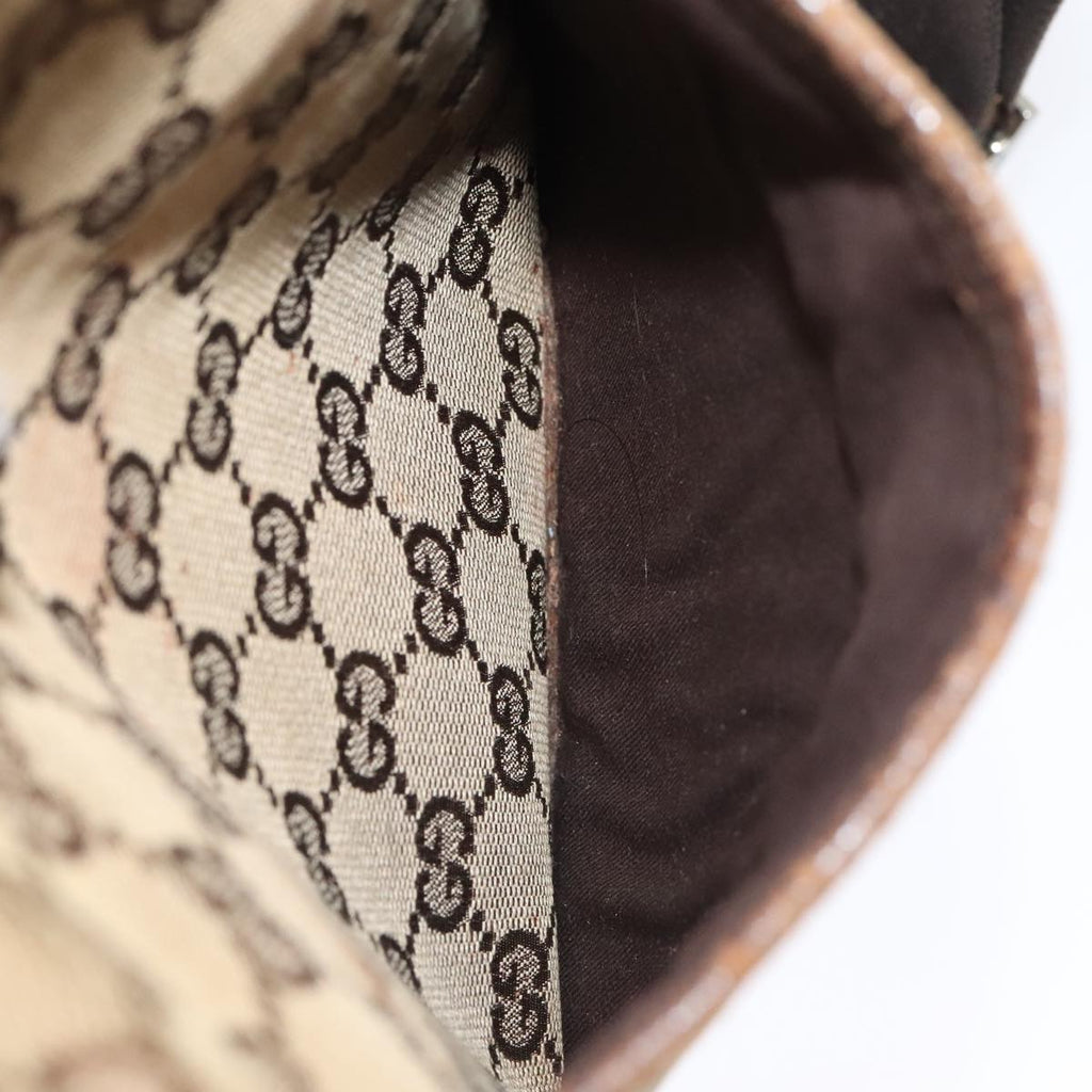 GUCCI GG Canvas Shoulder Bag Beige Silver 122793 88170