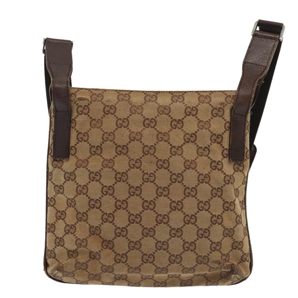 GUCCI GG Canvas Shoulder Bag Beige Silver 122793 88170