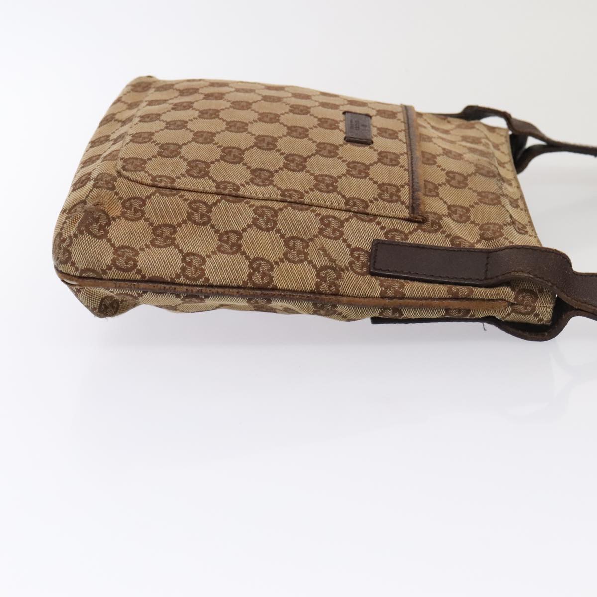 GUCCI GG Canvas Shoulder Bag Beige Silver 122793 88170