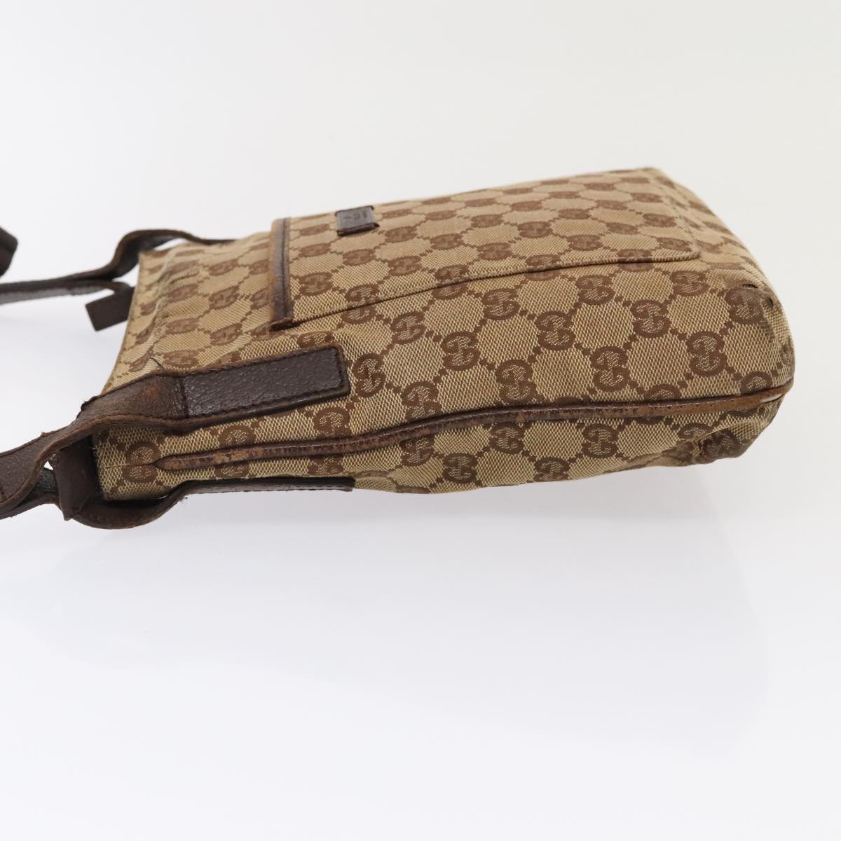 GUCCI GG Canvas Shoulder Bag Beige Silver 122793 88170
