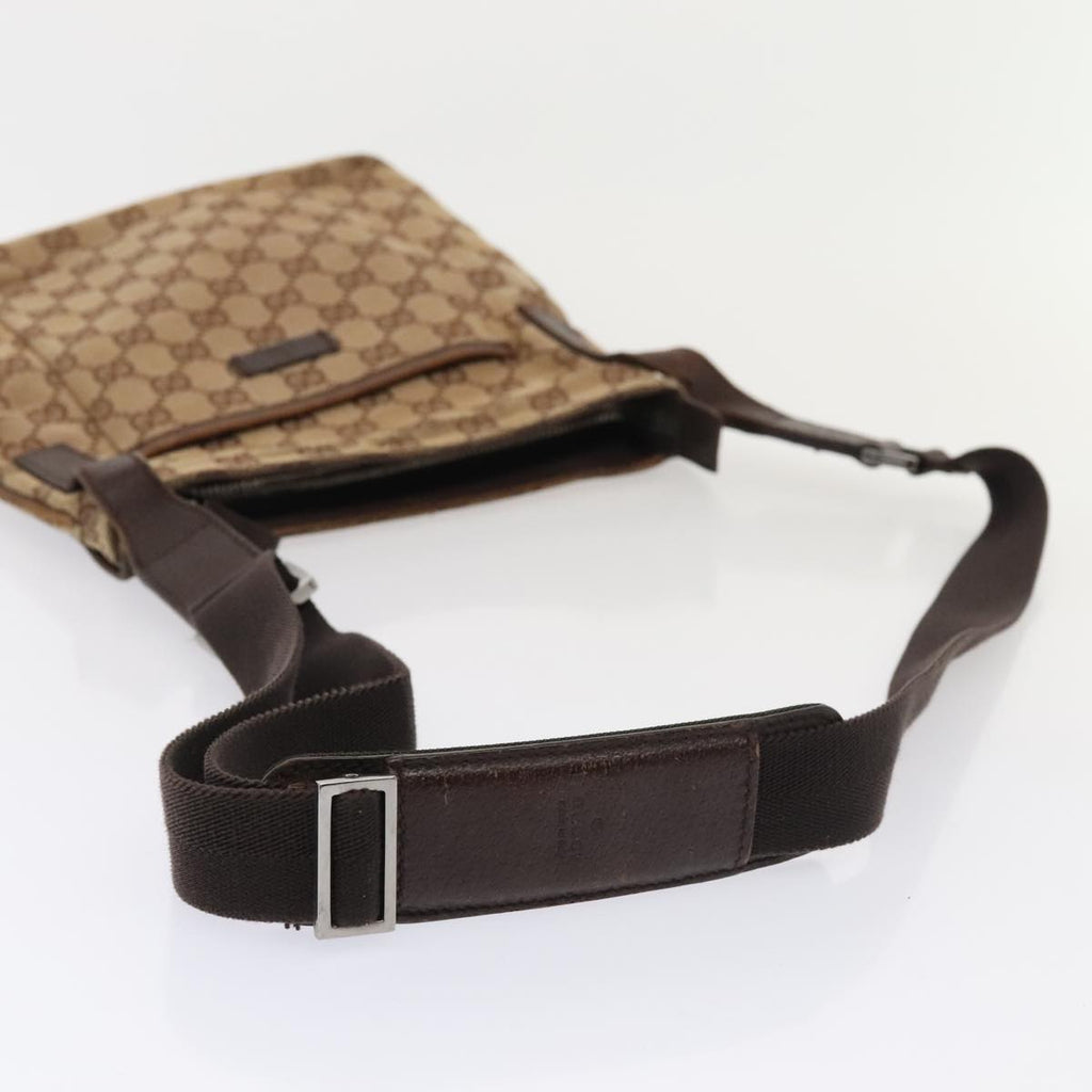 GUCCI GG Canvas Shoulder Bag Beige Silver 122793 88170