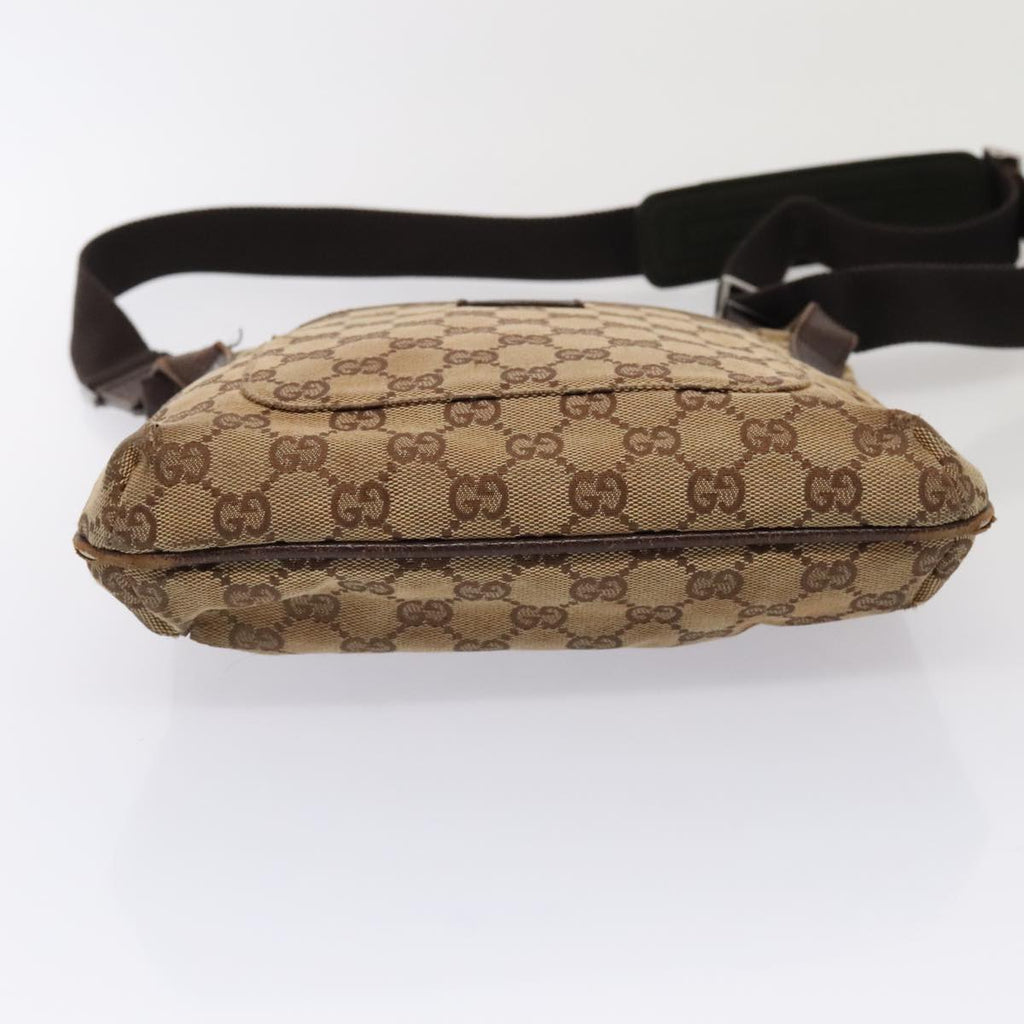 GUCCI GG Canvas Shoulder Bag Beige Silver 122793 88170