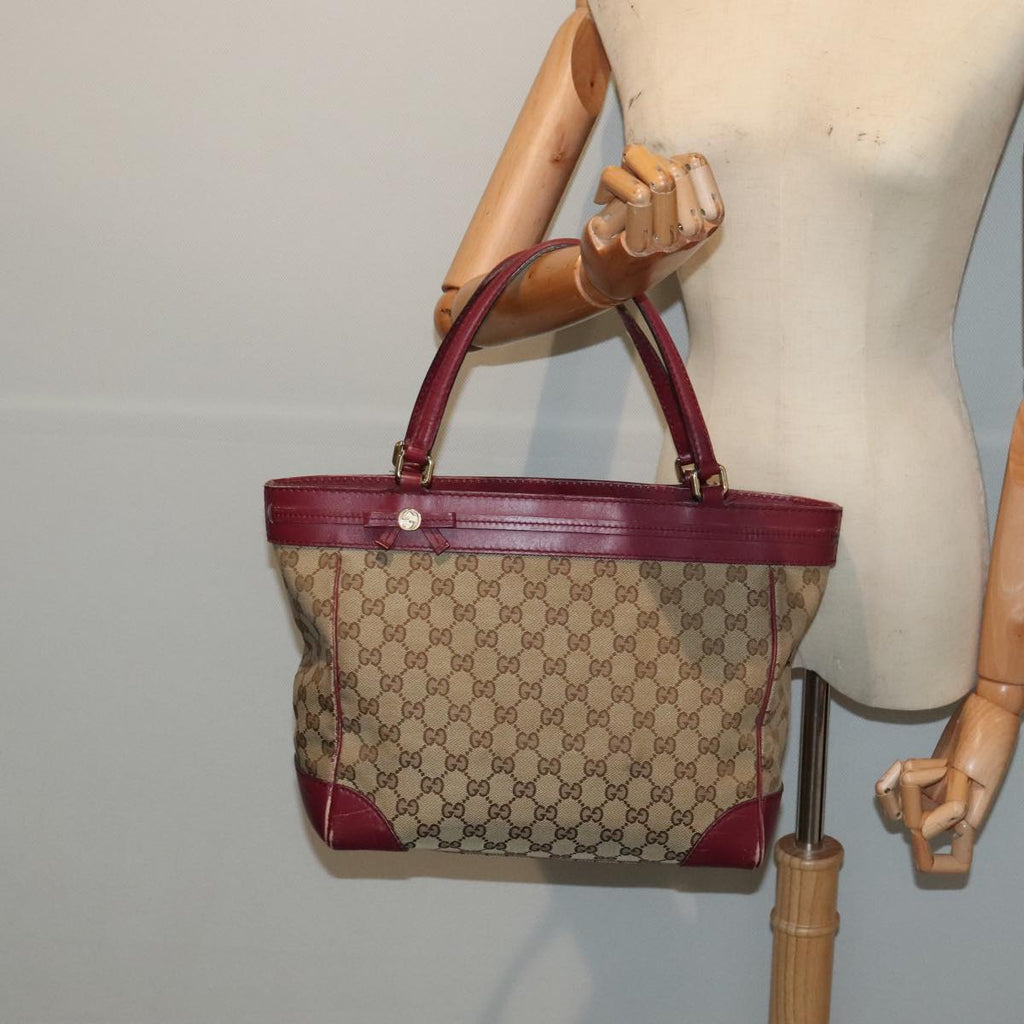 GUCCI GG Canvas Shoulder Bag Beige Gold 257061 88172