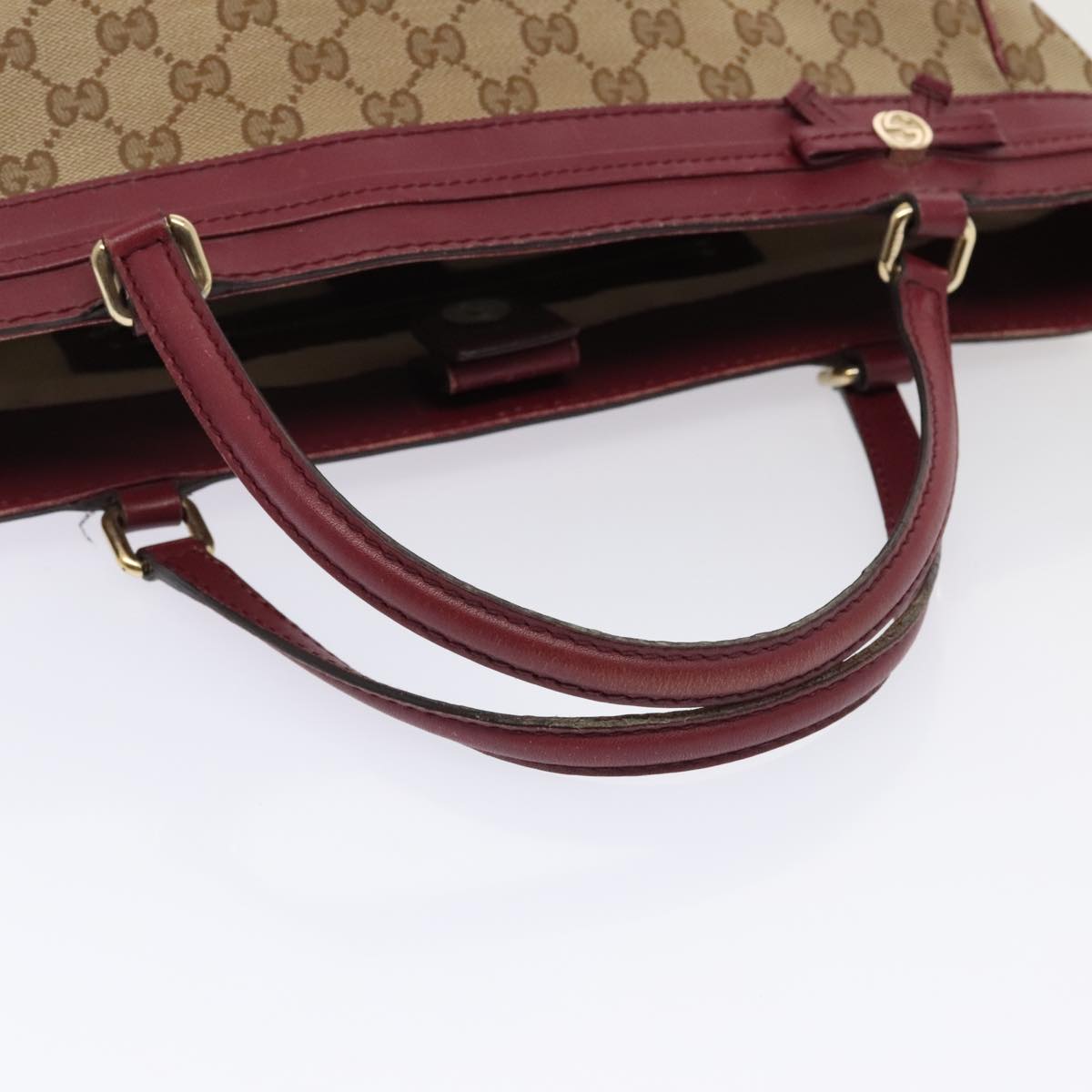 GUCCI GG Canvas Shoulder Bag Beige Gold 257061 88172