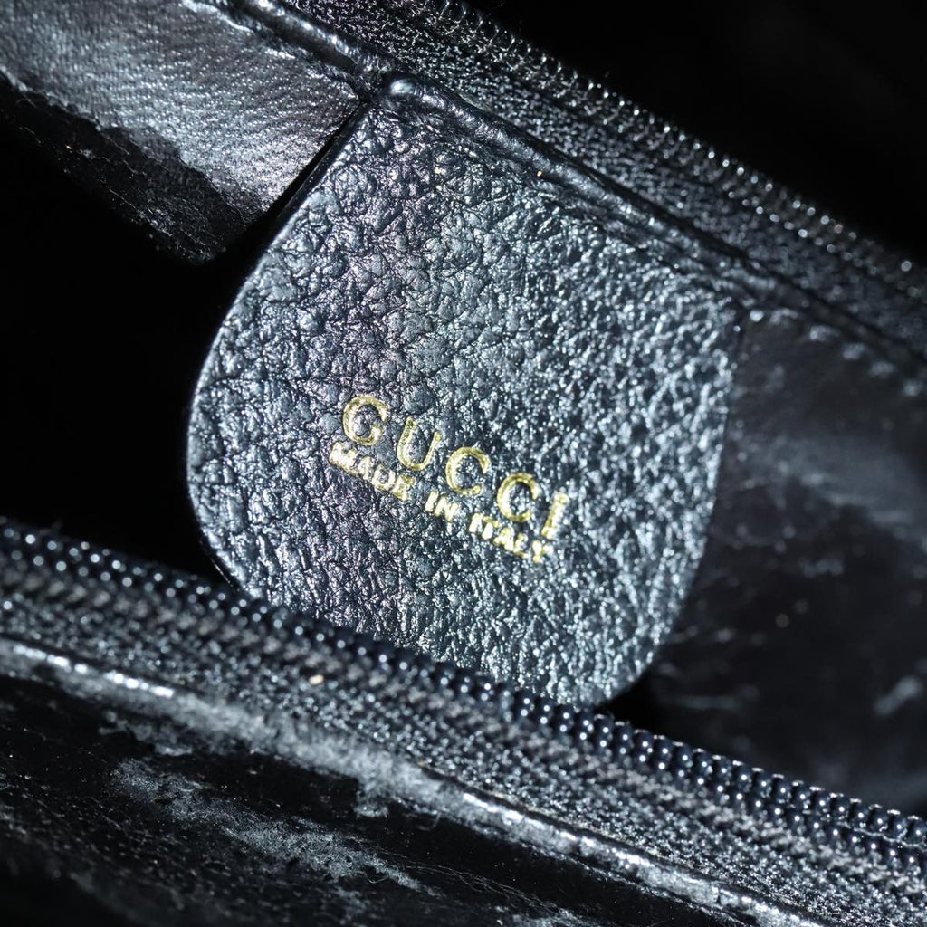 GUCCI Bamboo Hand Bag Leather Black Gold 002 1095 0260 88176