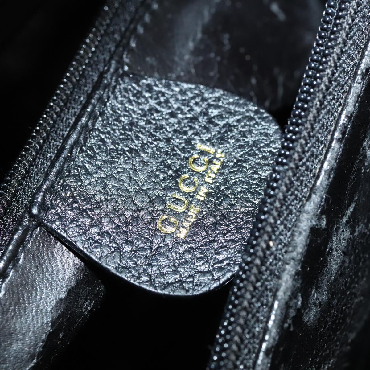 GUCCI Bamboo Hand Bag Leather Black Gold 002 1095 0260 88176