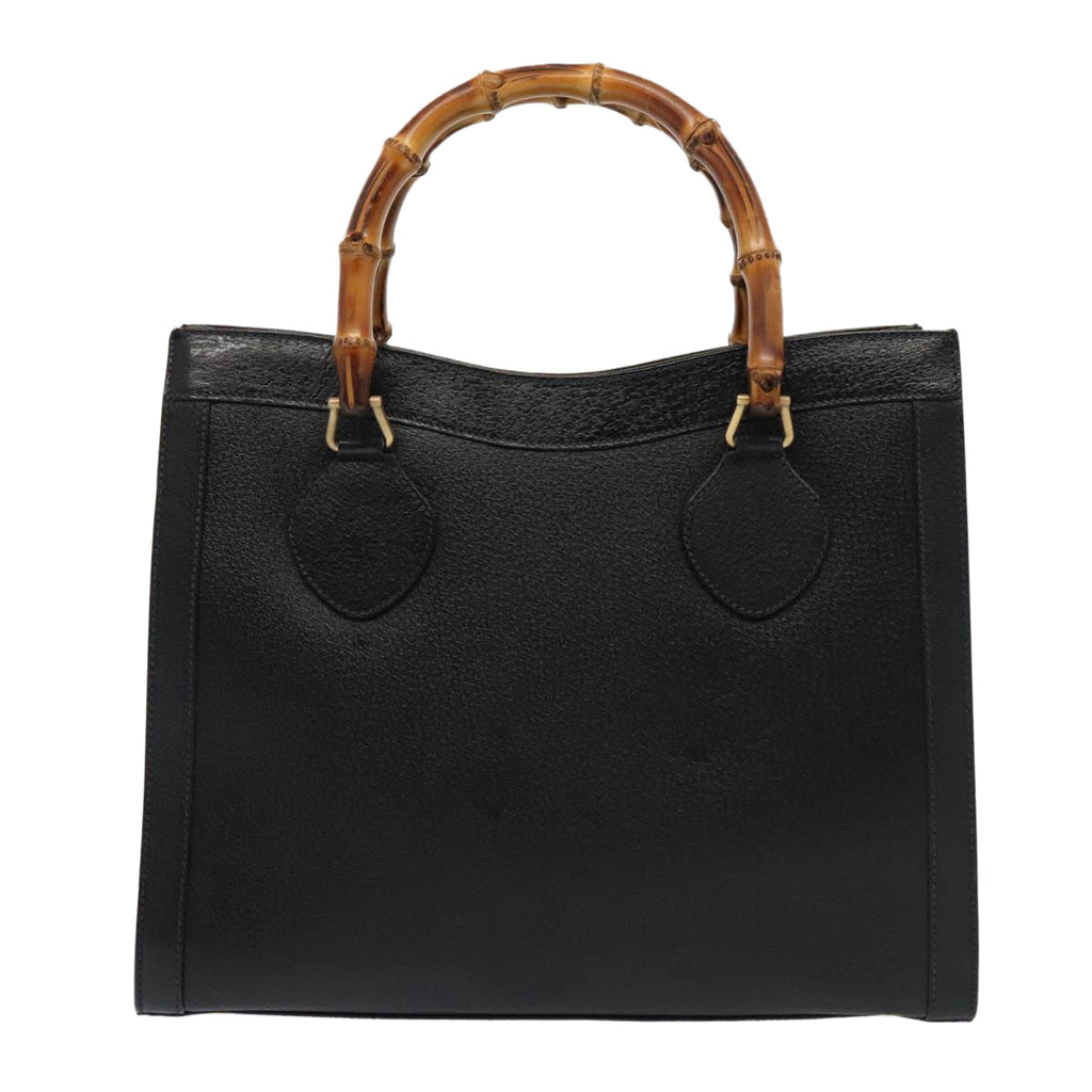 GUCCI Bamboo Hand Bag Leather Black Gold 002 1095 0260 88176