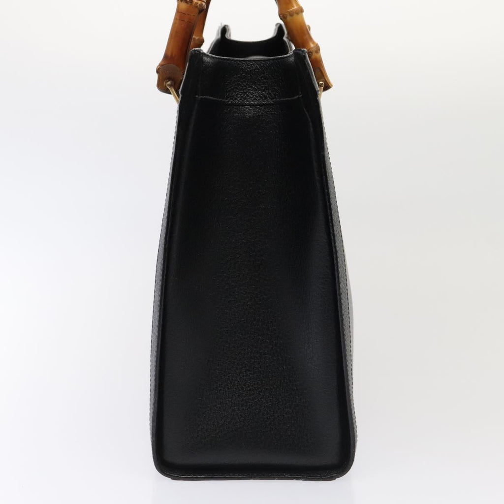 GUCCI Bamboo Hand Bag Leather Black Gold 002 1095 0260 88176