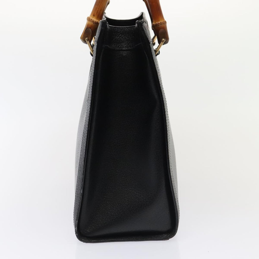 GUCCI Bamboo Hand Bag Leather Black Gold 002 1095 0260 88176