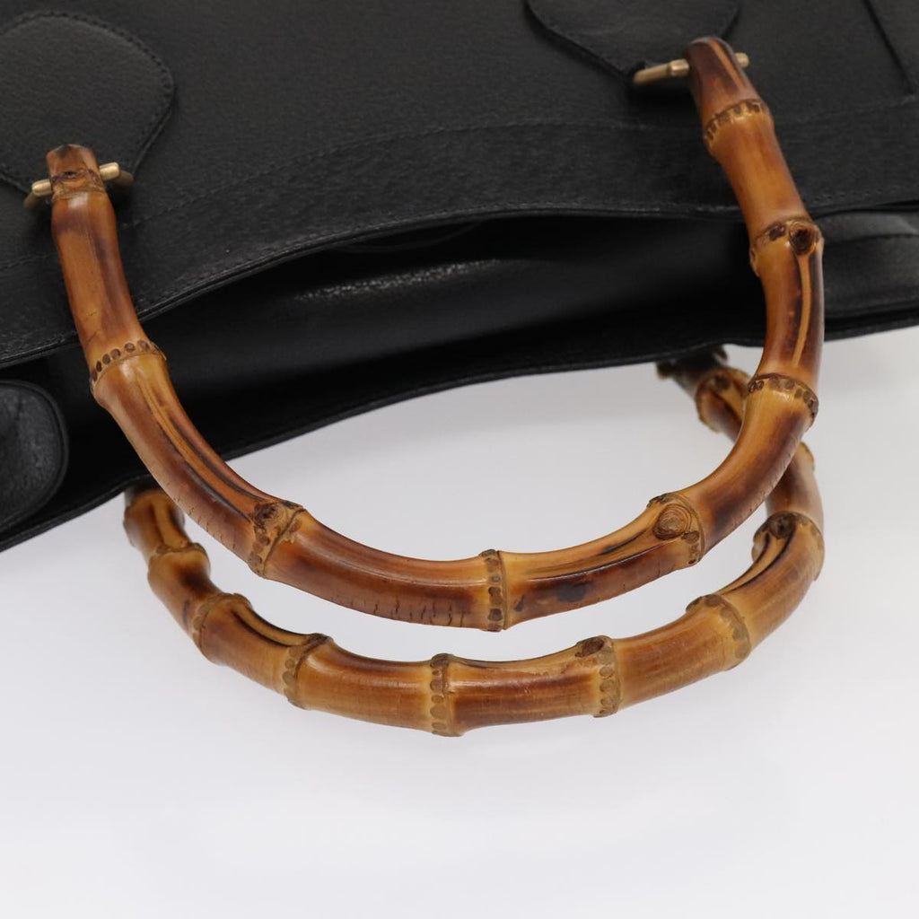 GUCCI Bamboo Hand Bag Leather Black Gold 002 1095 0260 88176