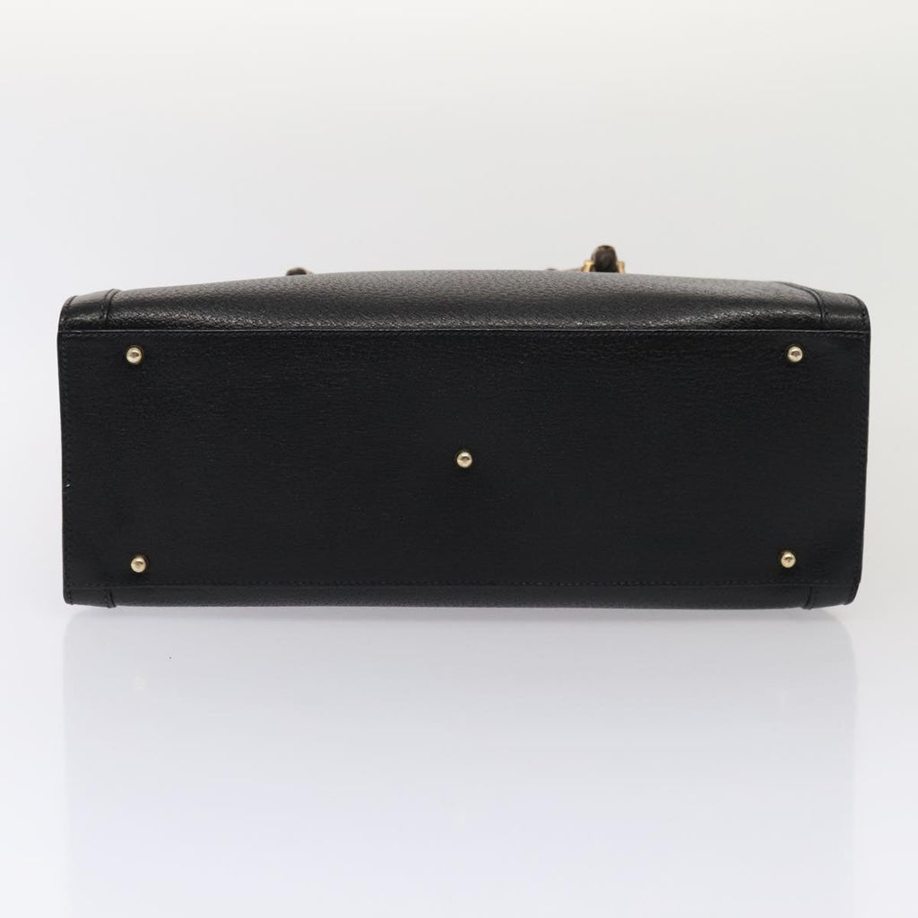 GUCCI Bamboo Hand Bag Leather Black Gold 002 1095 0260 88176