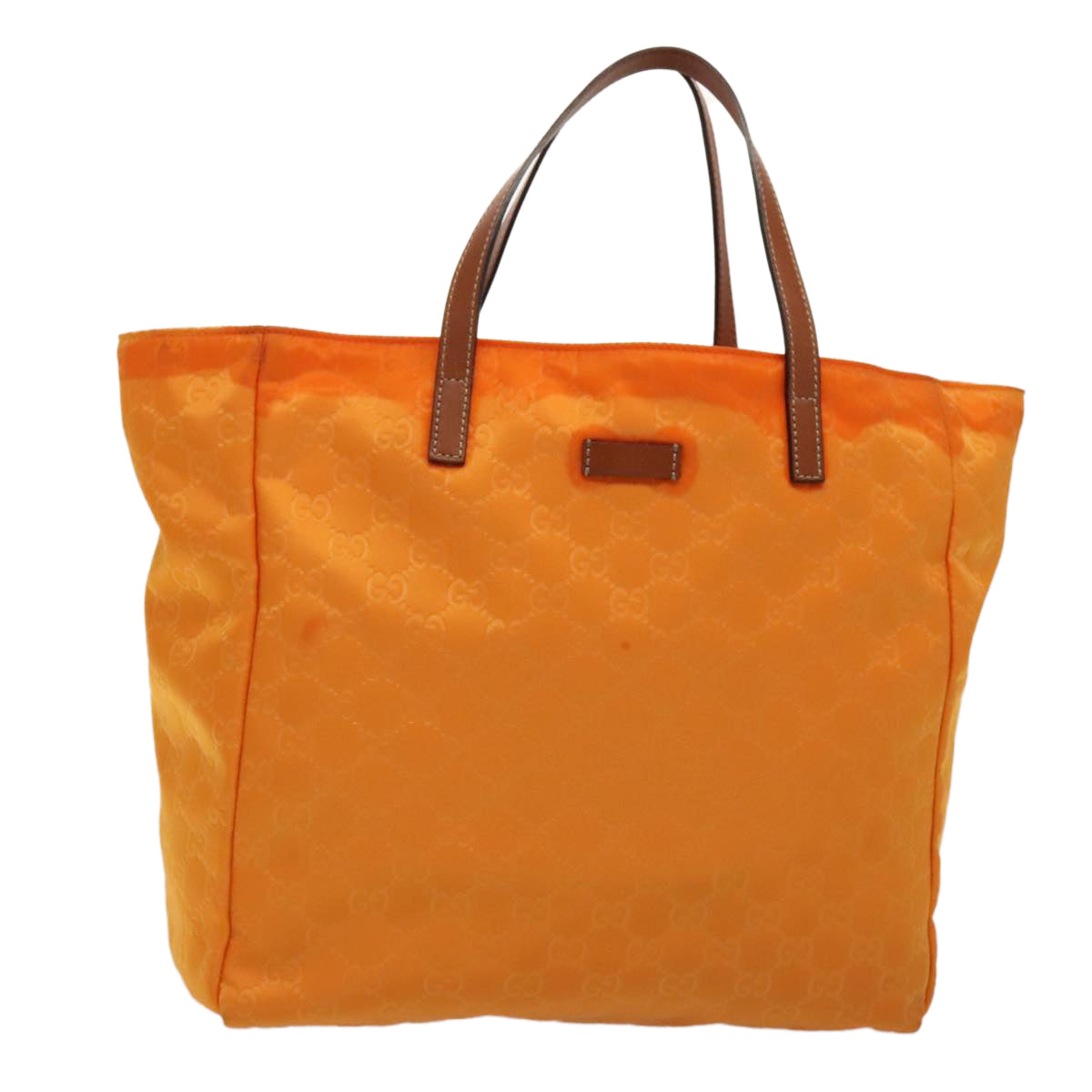 GUCCI GG Canvas Tote Bag Nylon Orange Silver 282439 88179