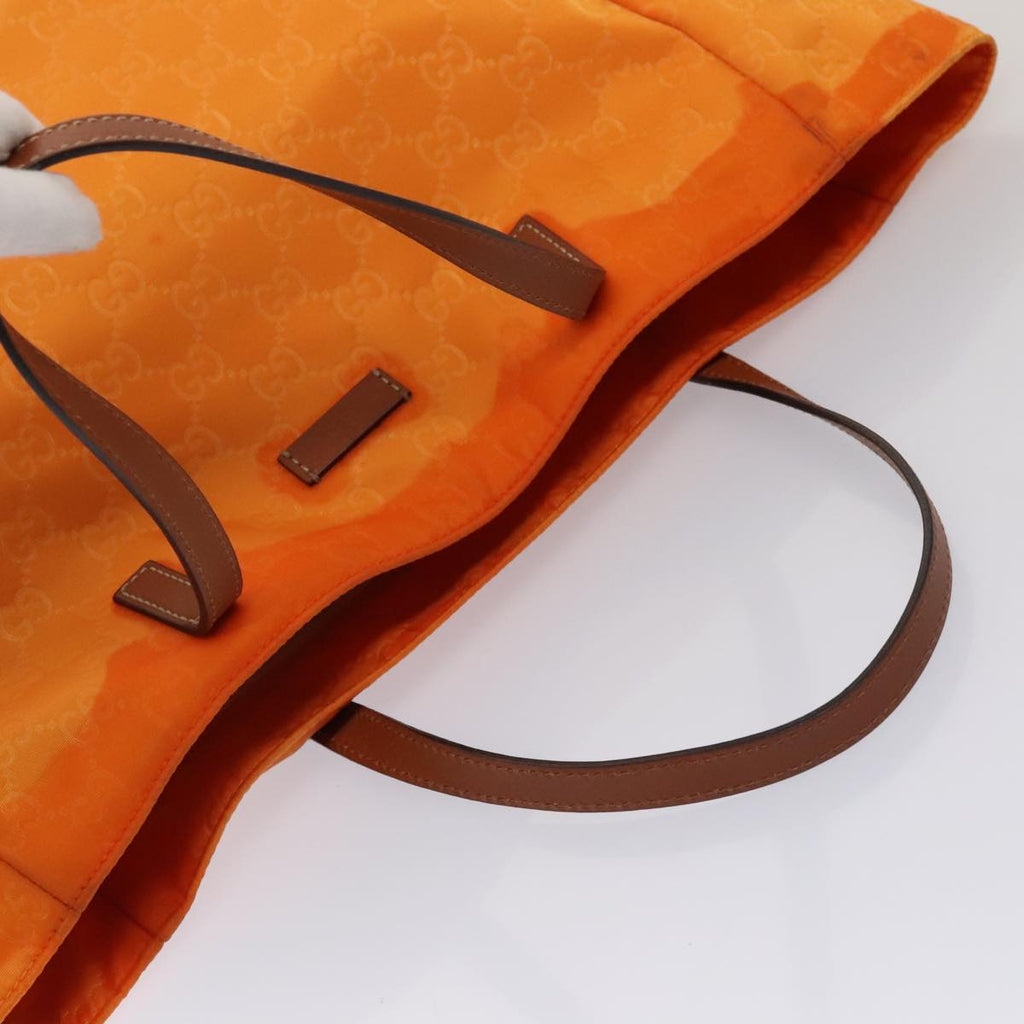 GUCCI GG Canvas Tote Bag Nylon Orange Silver 282439 88179