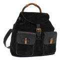 GUCCI Bamboo Backpack Suede Black Gold 003 58 0016 88180