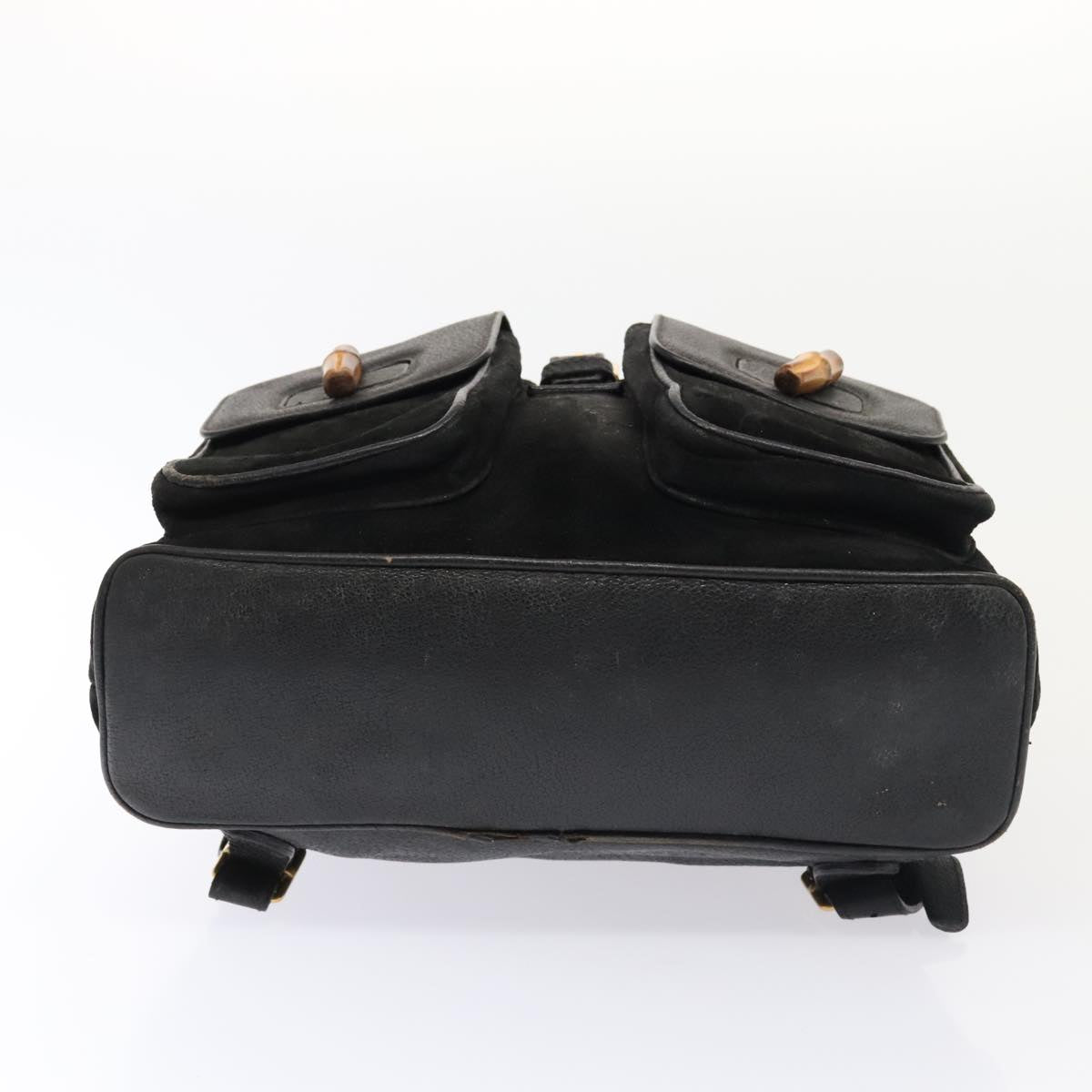 GUCCI Bamboo Backpack Suede Black Gold 003 58 0016 88180