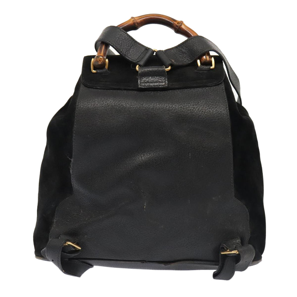 GUCCI Bamboo Backpack Suede Black Gold 003 58 0016 88180