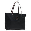 FENDI Tote Bag Nylon Leather Black Dark Brown Silver 88189