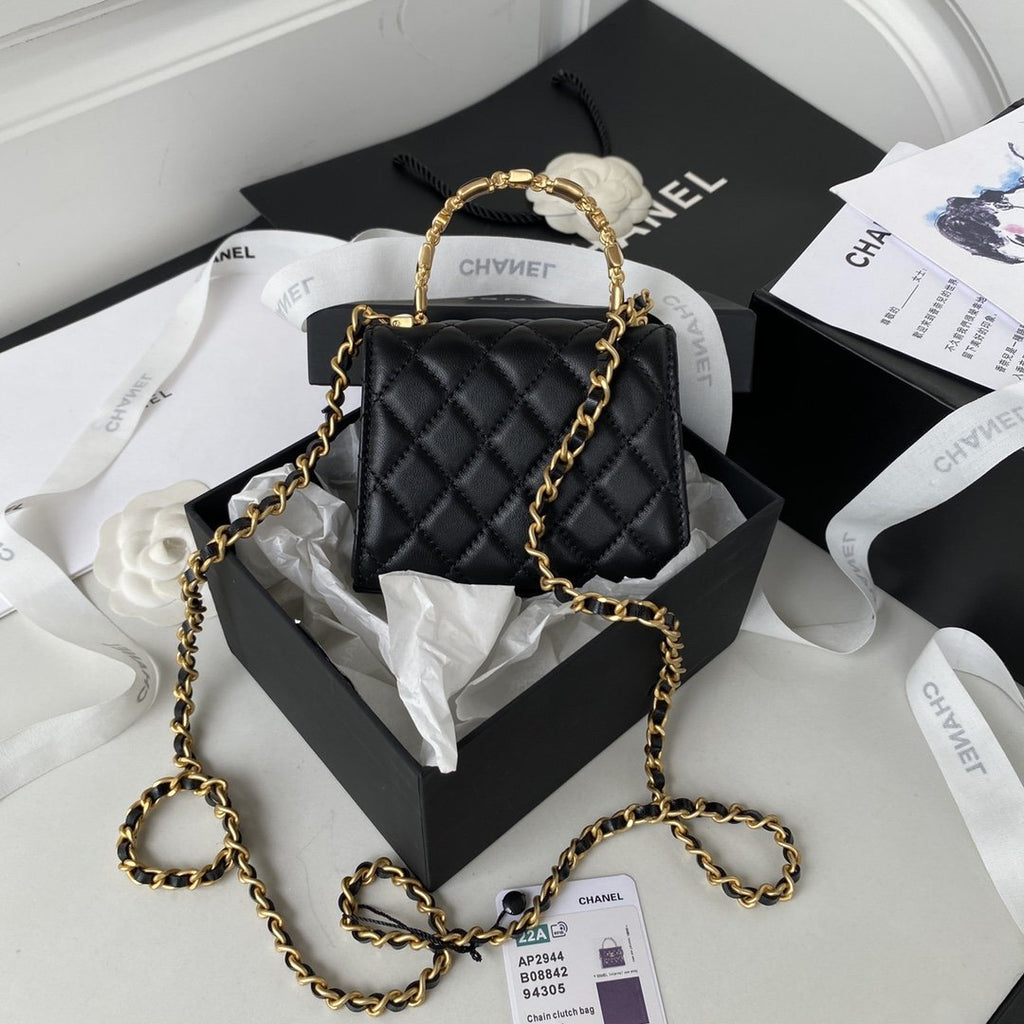 CHL Clutch With Chain Gold Hardware Black For Women, Women’s Handbags, Shoulder Bags 5.7in/14.5cm AP2945