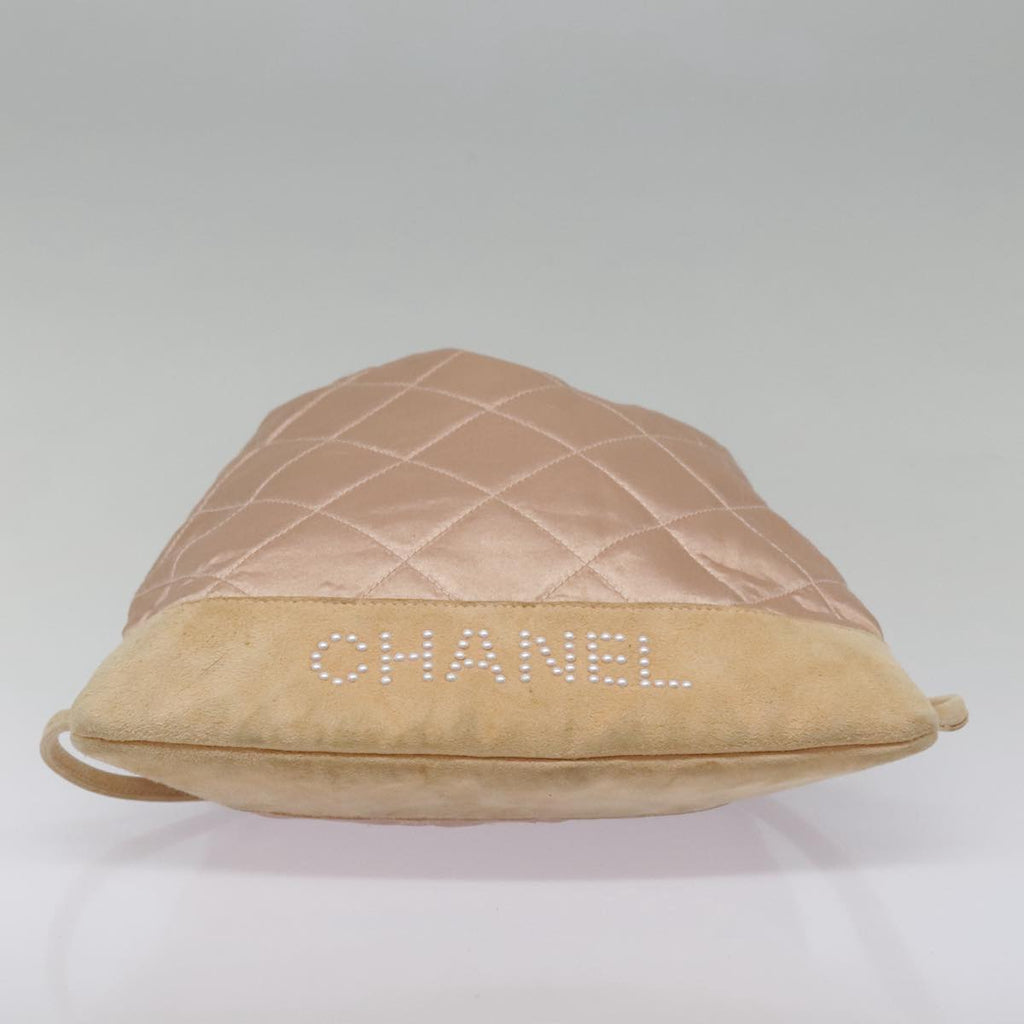 CHANEL knapsack Silk Suede Pink Brown CC 88217