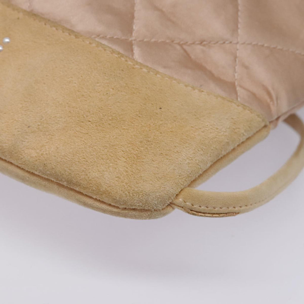 CHANEL knapsack Silk Suede Pink Brown CC 88217