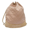 CHANEL knapsack Silk Suede Pink Brown CC 88217