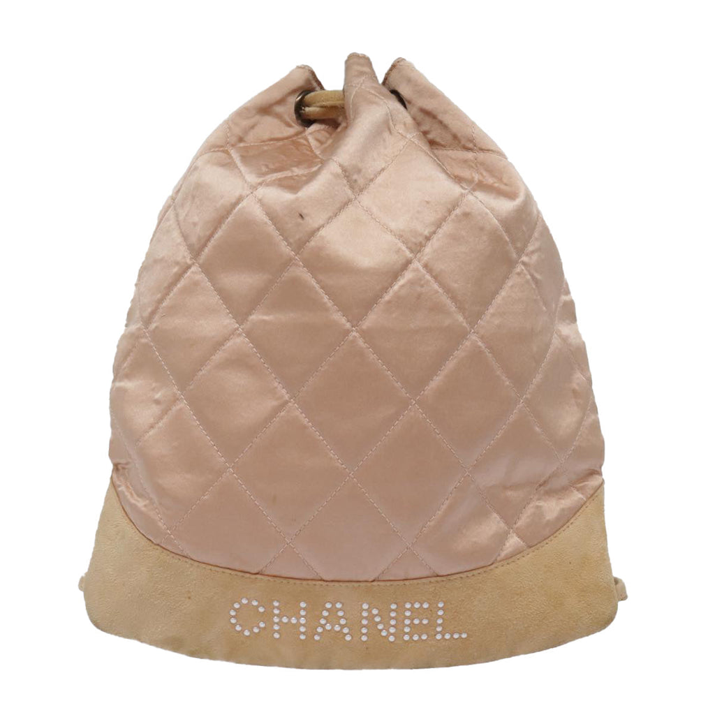 CHANEL knapsack Silk Suede Pink Brown CC 88217