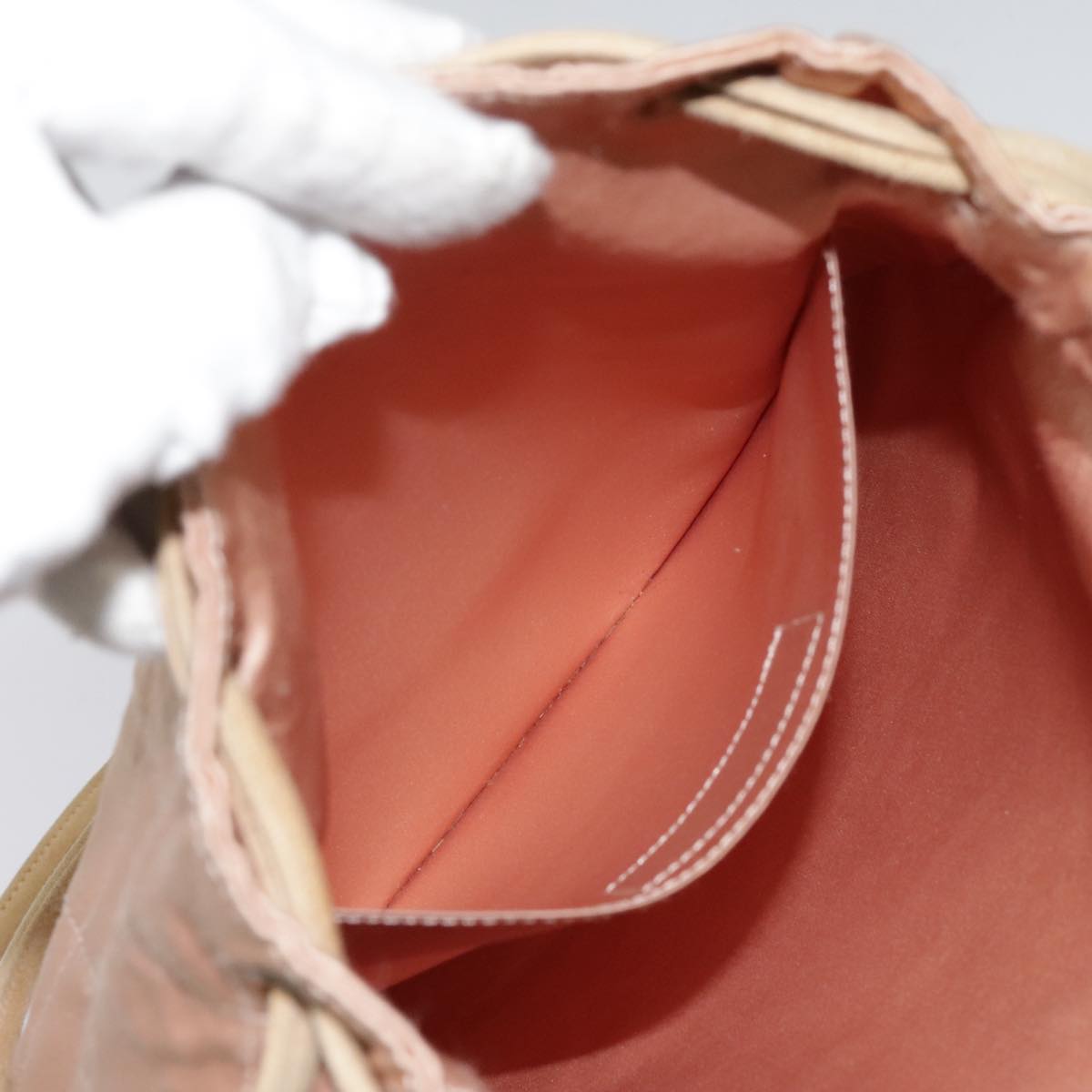 CHANEL knapsack Silk Suede Pink Brown CC 88217