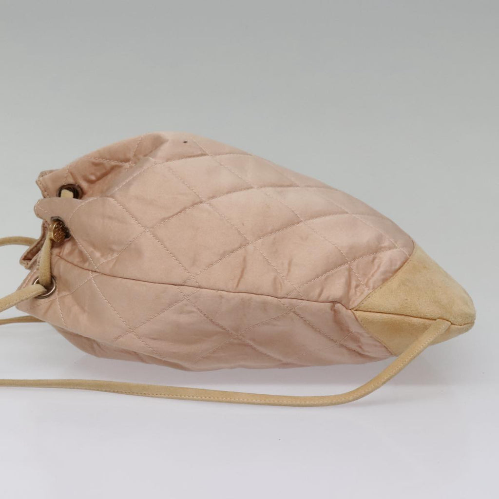 CHANEL knapsack Silk Suede Pink Brown CC 88217