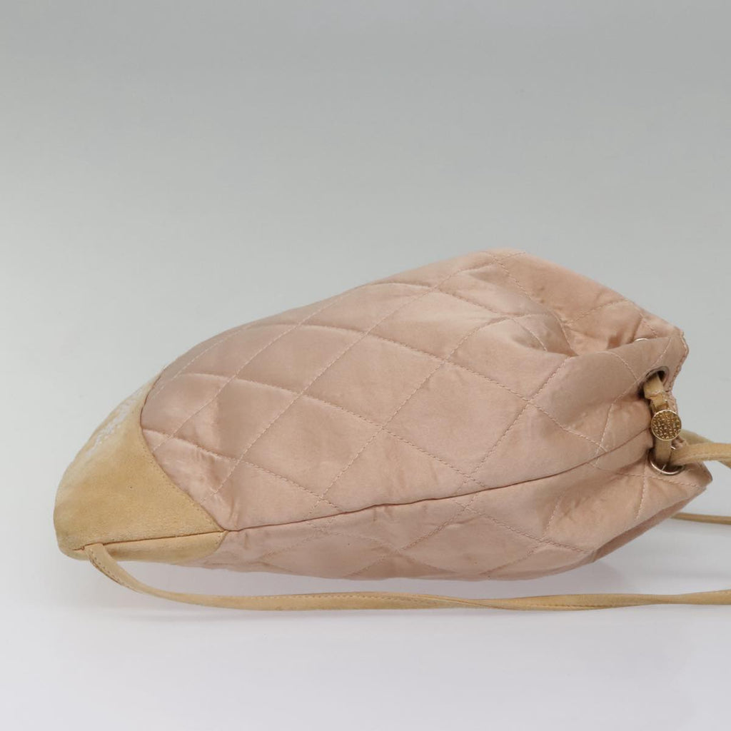 CHANEL knapsack Silk Suede Pink Brown CC 88217