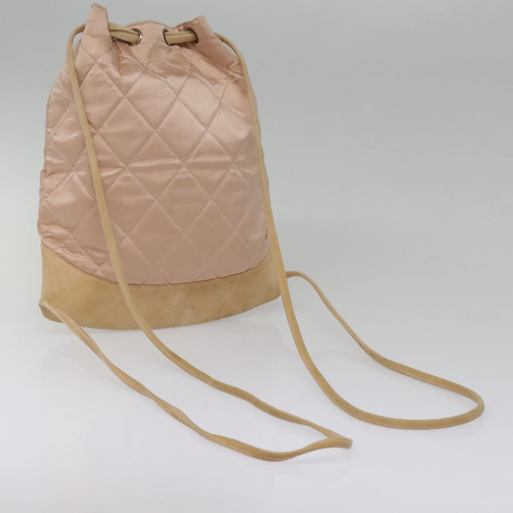 CHANEL knapsack Silk Suede Pink Brown CC 88217