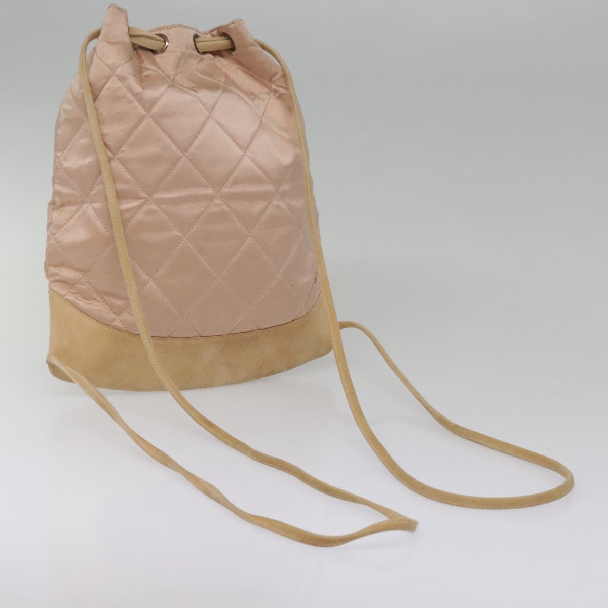 CHANEL knapsack Silk Suede Pink Brown CC 88217