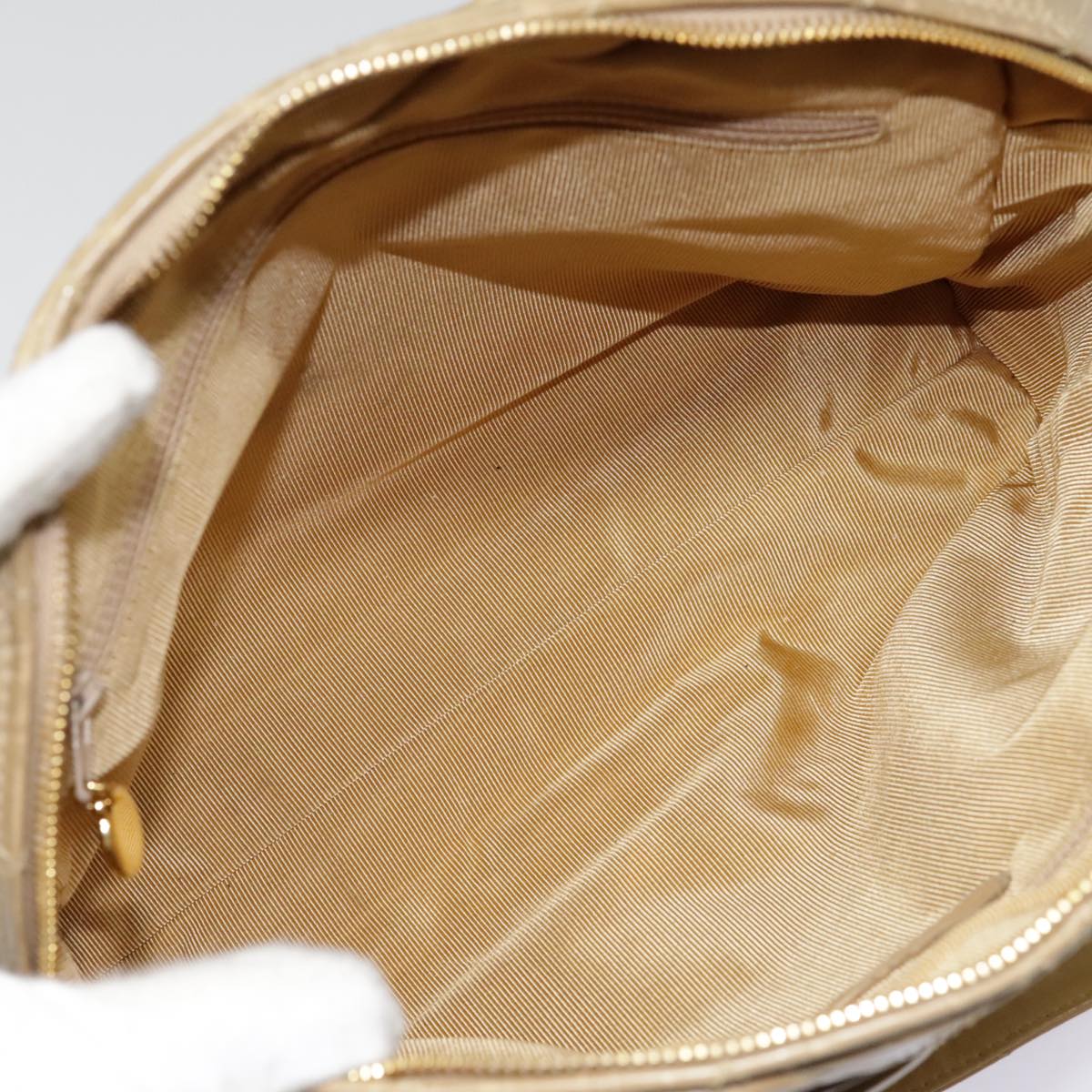 CHANEL Matelasse Chain Shoulder Bag Enamel Beige Silver CC 88244