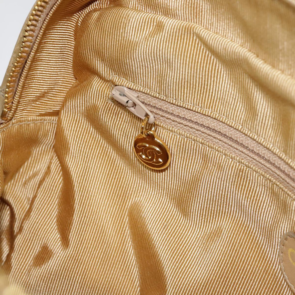 CHANEL Matelasse Chain Shoulder Bag Enamel Beige Silver CC 88244