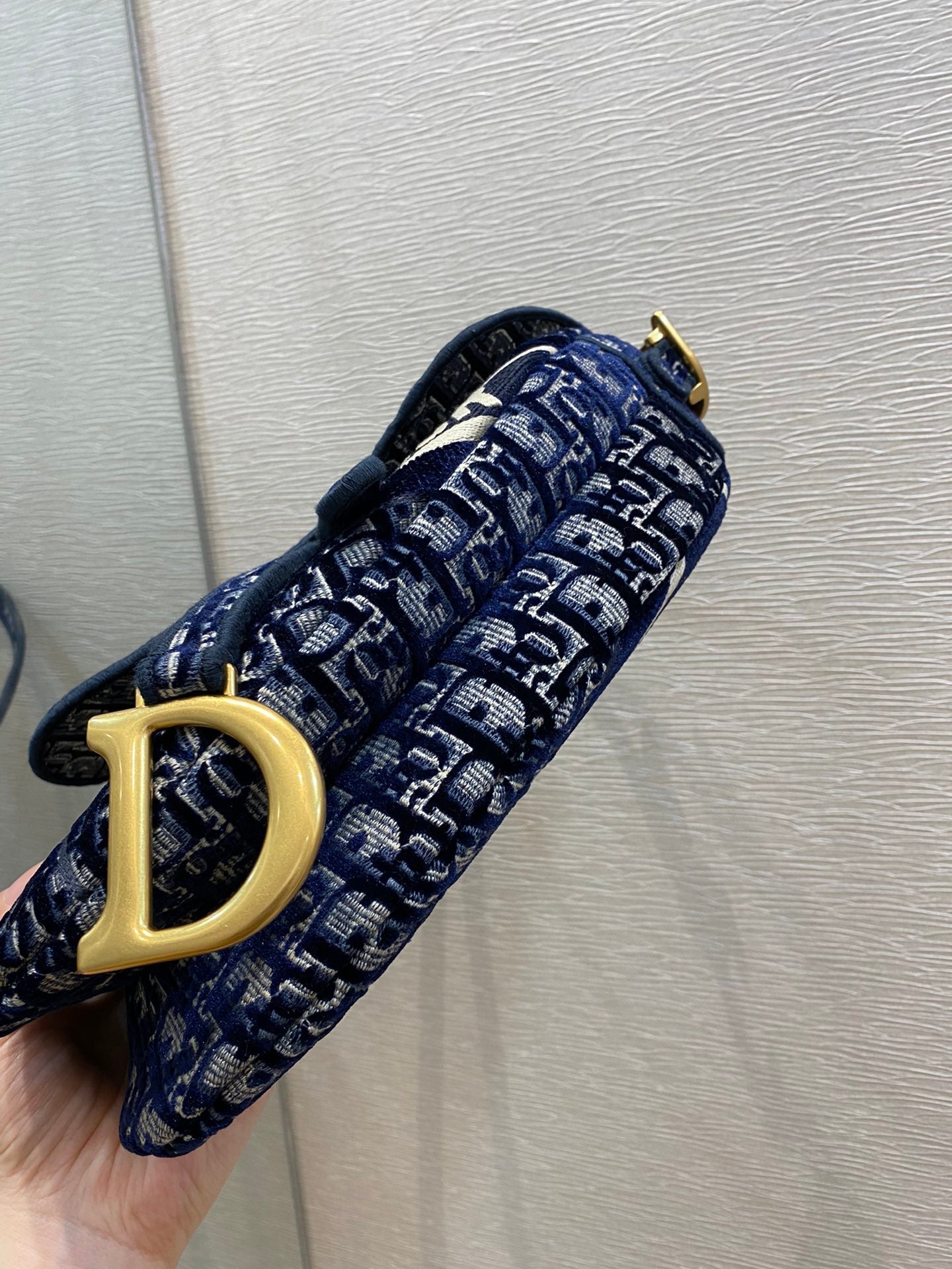 GLAMI Saddle Bag Blue Oblique Canvas Gold Toned Hardware For Women 25cm/10in CD