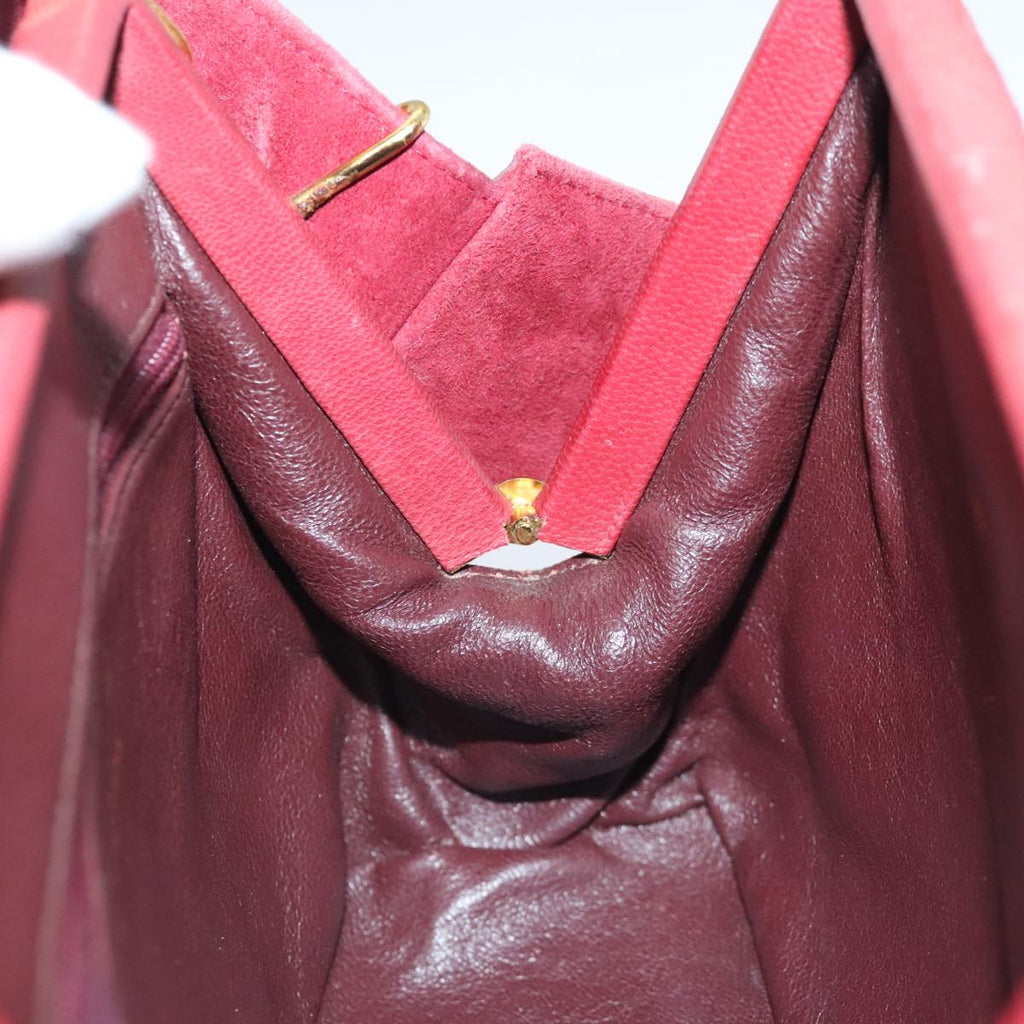 CHANEL Matelasse Hand Bag Suede Red Gold CC 88279